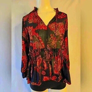 LOFT Paisley Long Sleeve Blouse - XXSP floral with Floral Print